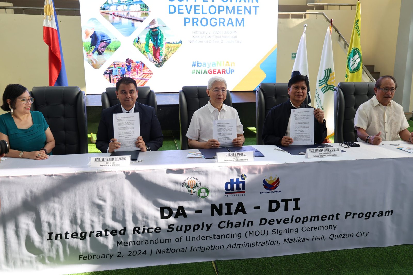 Philippines DA, DTI, NIA ink MOU on rice supply chain