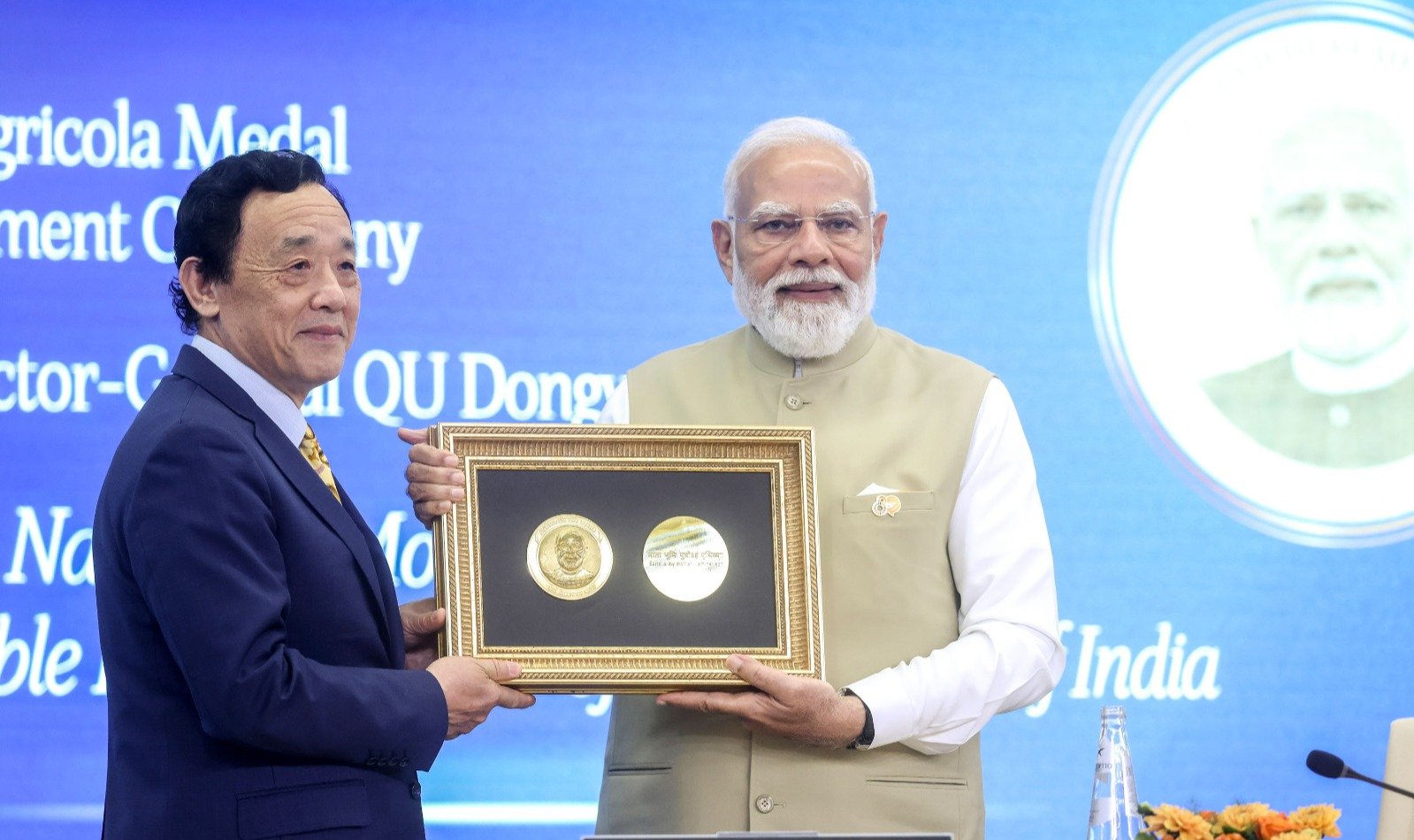 FAO Director General honours India’s Prime Minister Narendra Modi with FAO’s prestigious Agricola Medal